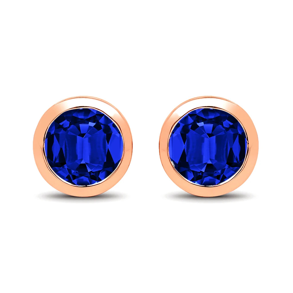 Round Bezel Set Stud Earrings
