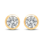 Round Bezel Set Stud Earrings