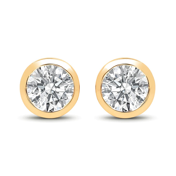 Round Bezel Set Stud Earrings