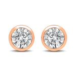 Round Bezel Set Stud Earrings