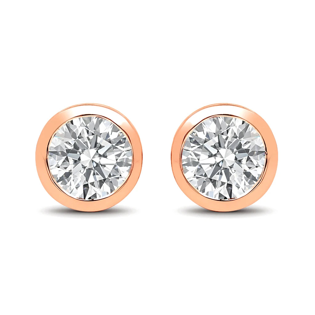 Round Bezel Set Stud Earrings