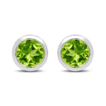 Round Bezel Set Stud Earrings