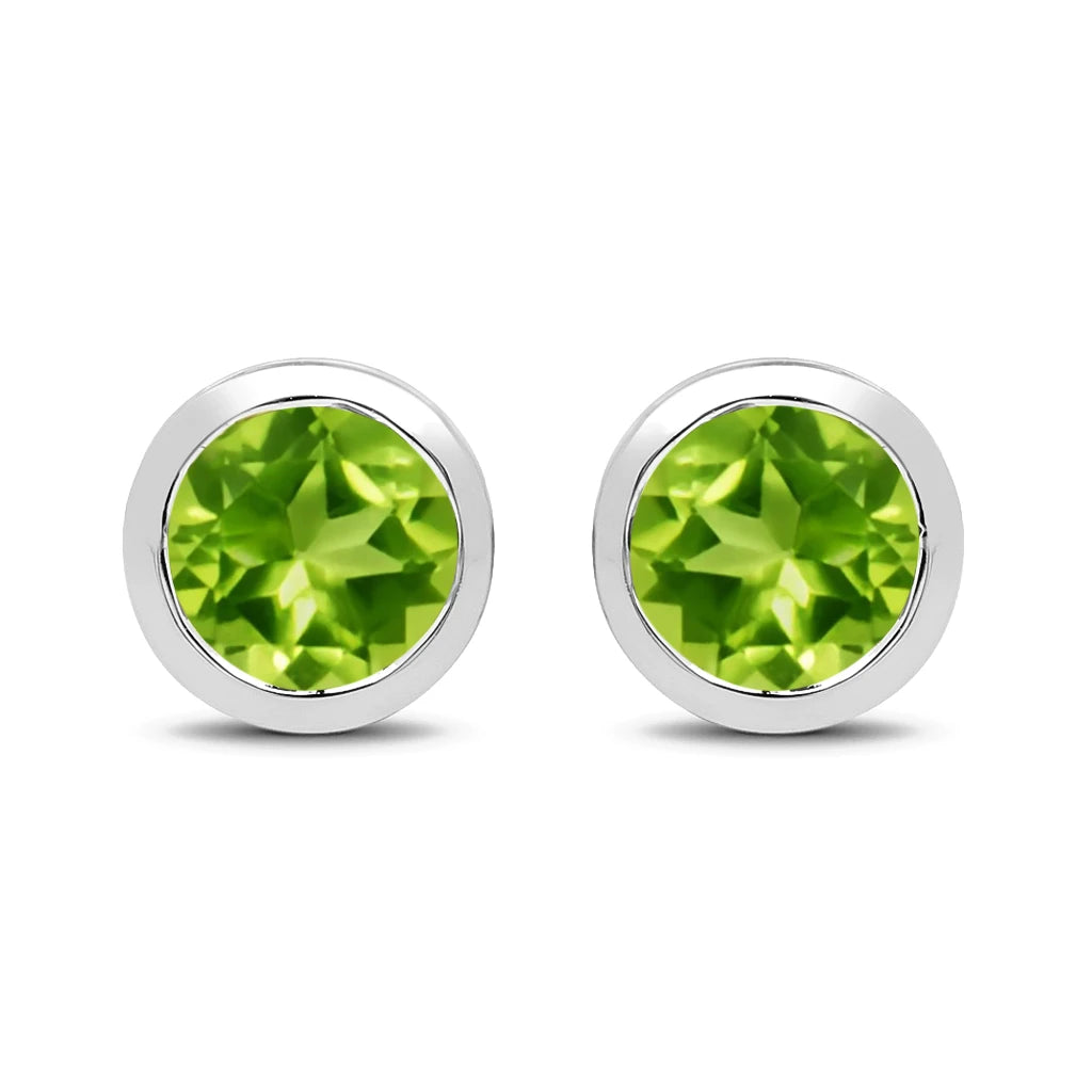 Round Bezel Set Stud Earrings