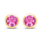 Round Bezel Set Stud Earrings