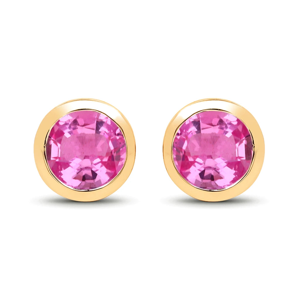 Round Bezel Set Stud Earrings