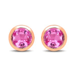 Round Bezel Set Stud Earrings