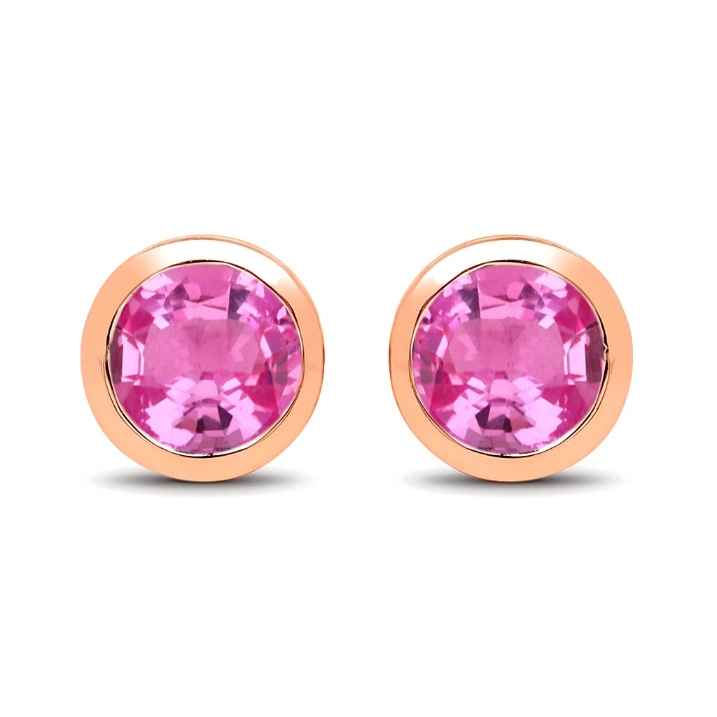 Round Bezel Set Stud Earrings