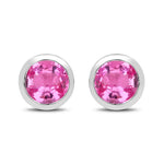 Round Bezel Set Stud Earrings