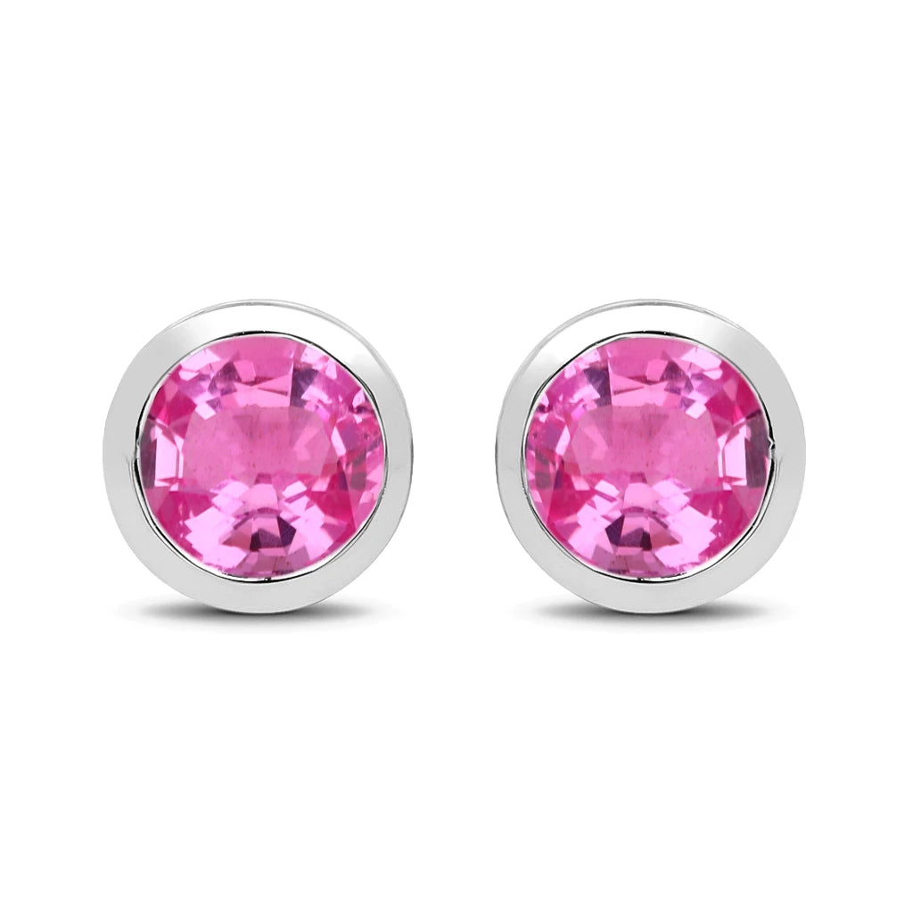 Round Bezel Set Stud Earrings