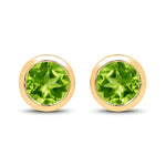 Round Bezel Set Stud Earrings