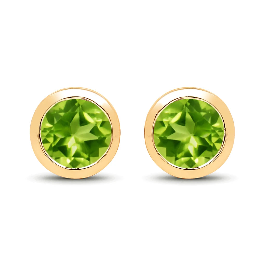Round Bezel Set Stud Earrings