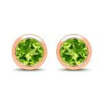 Round Bezel Set Stud Earrings