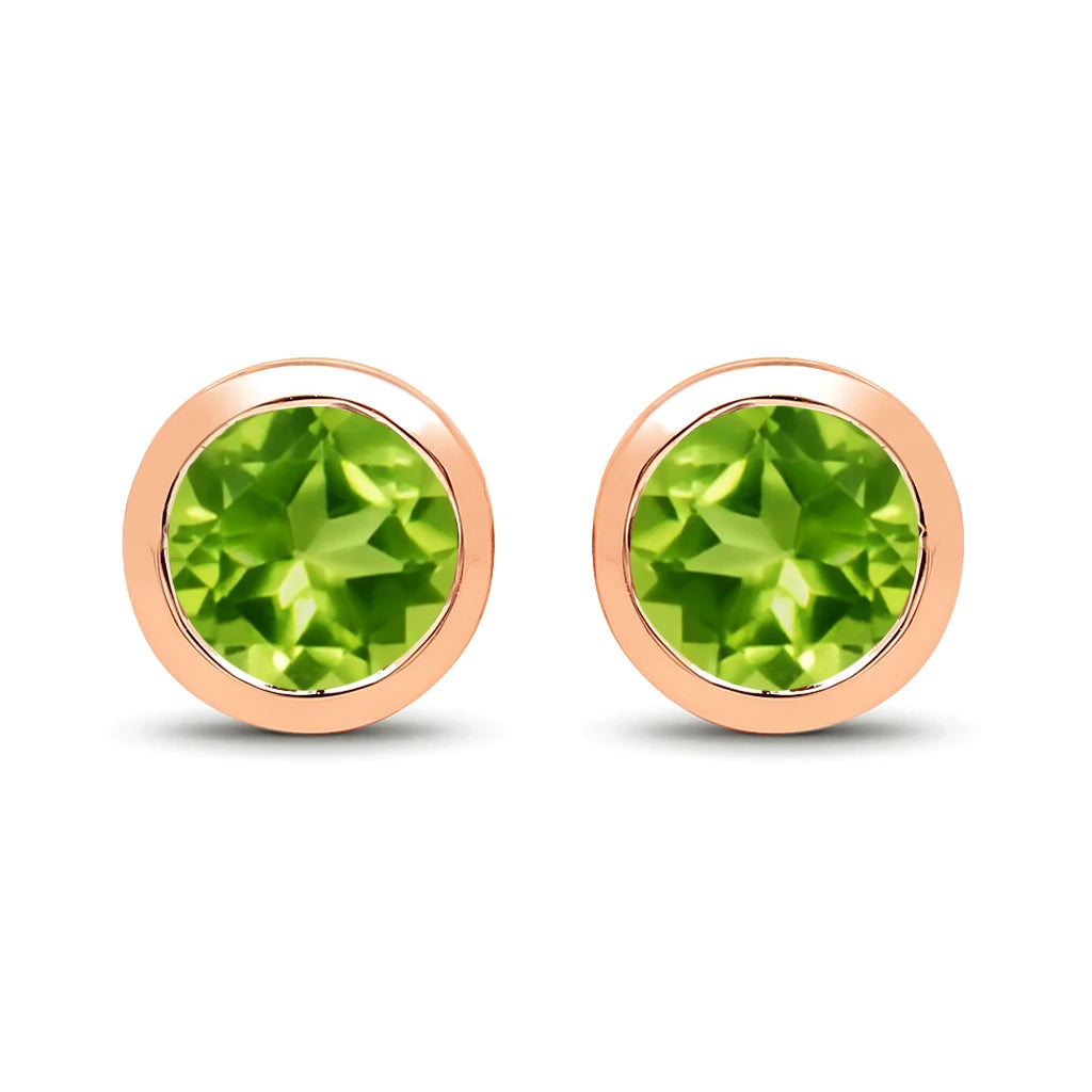 Round Bezel Set Stud Earrings