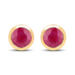 Round Bezel Set Stud Earrings