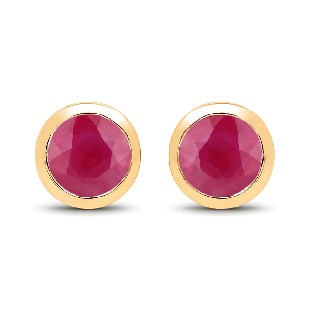Round Bezel Set Stud Earrings