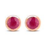 Round Bezel Set Stud Earrings