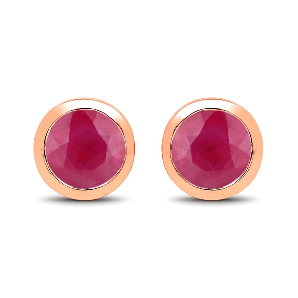 Round Bezel Set Stud Earrings