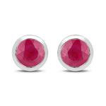 Round Bezel Set Stud Earrings
