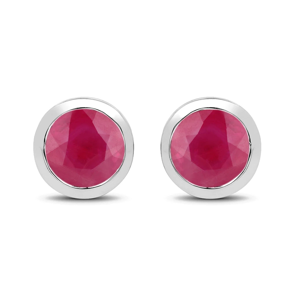 Round Bezel Set Stud Earrings