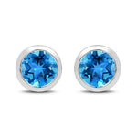 Round Bezel Set Stud Earrings