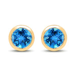 Round Bezel Set Stud Earrings