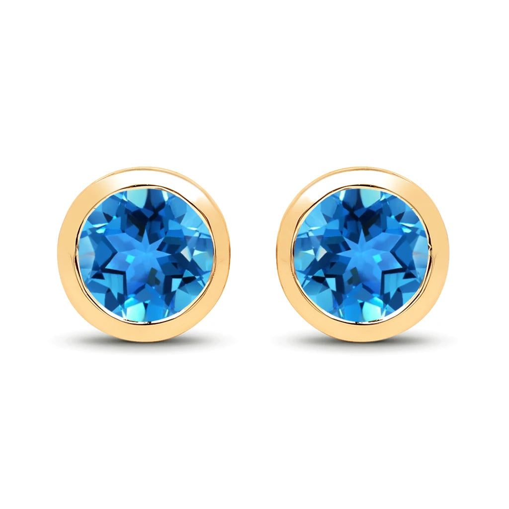 Round Bezel Set Stud Earrings