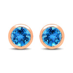 Round Bezel Set Stud Earrings