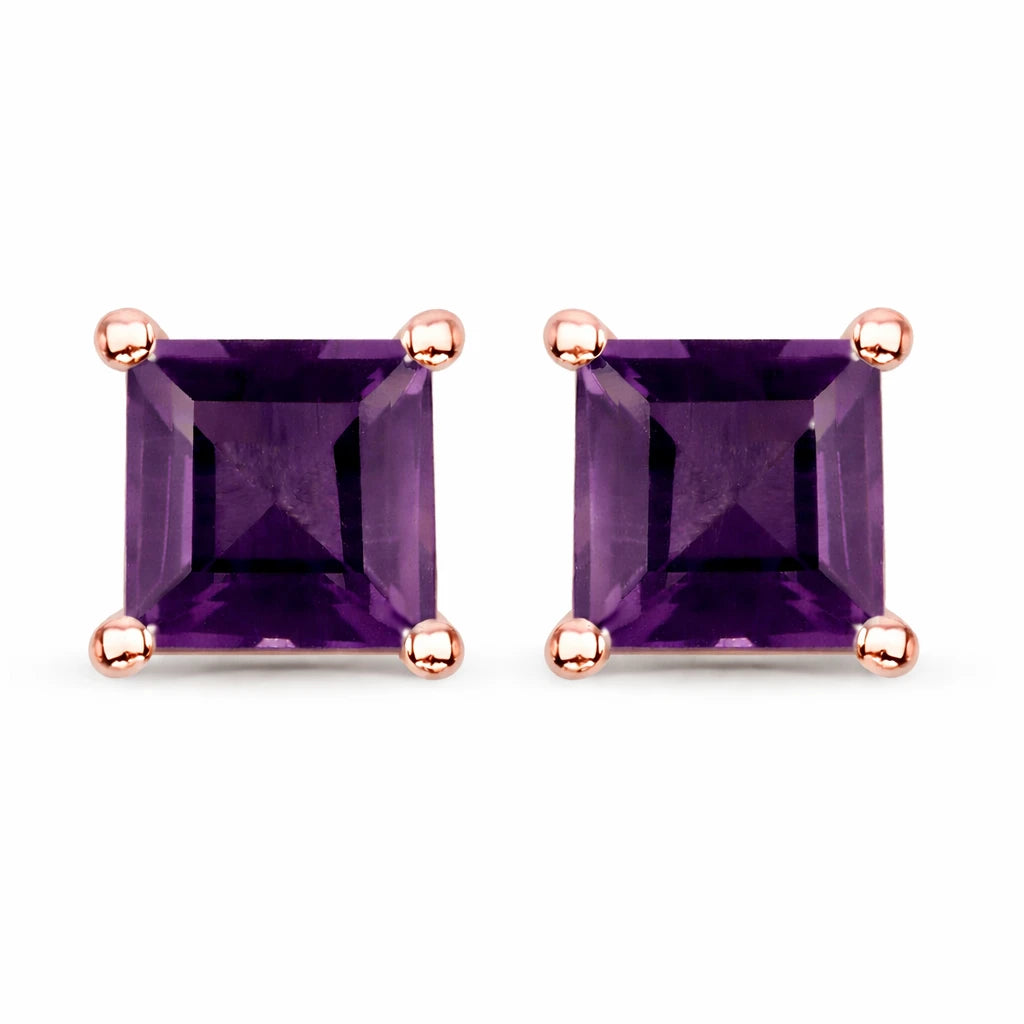 Square Prong Set Stud Earrings