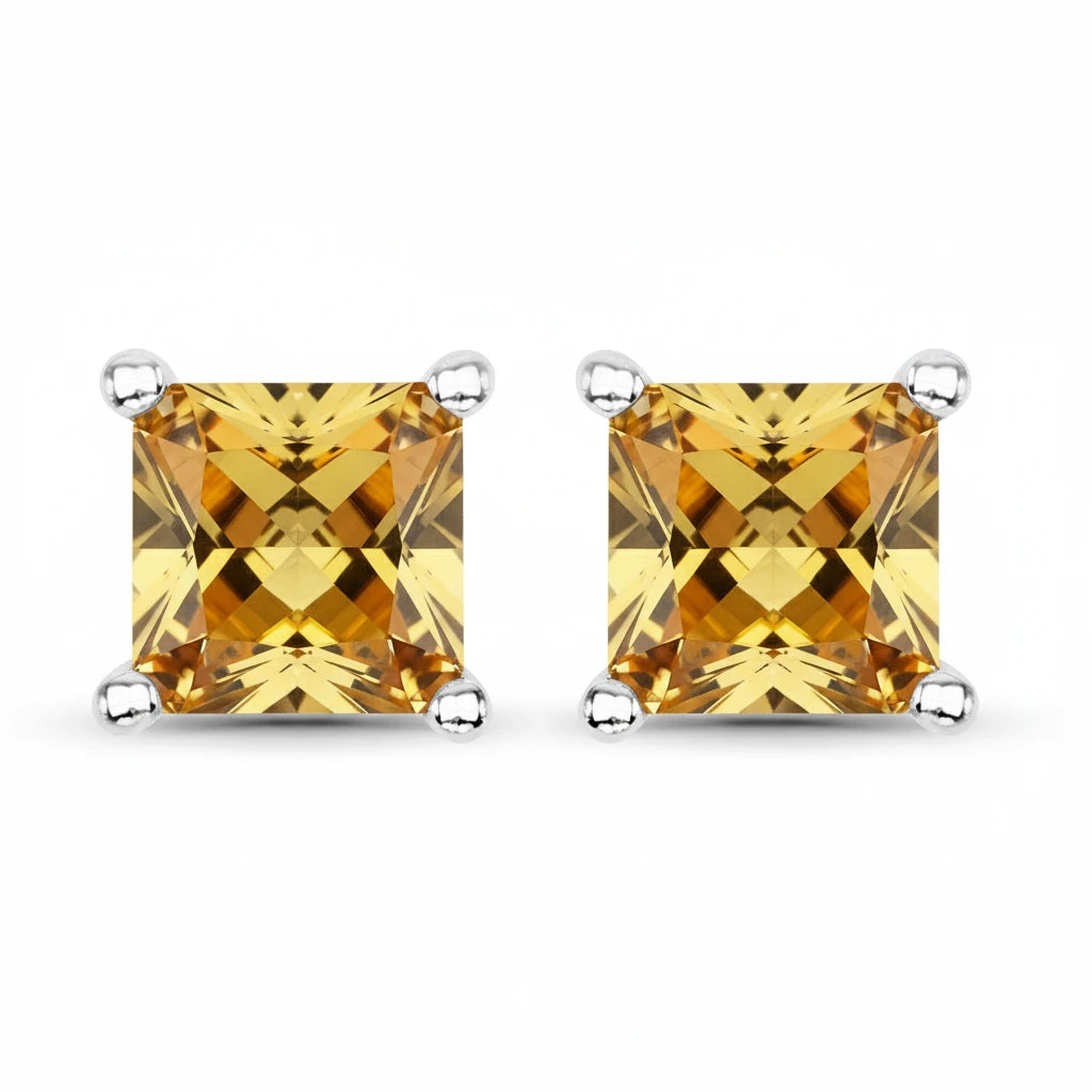 Square Prong Set Stud Earrings