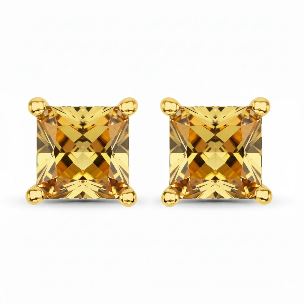 Square Prong Set Stud Earrings