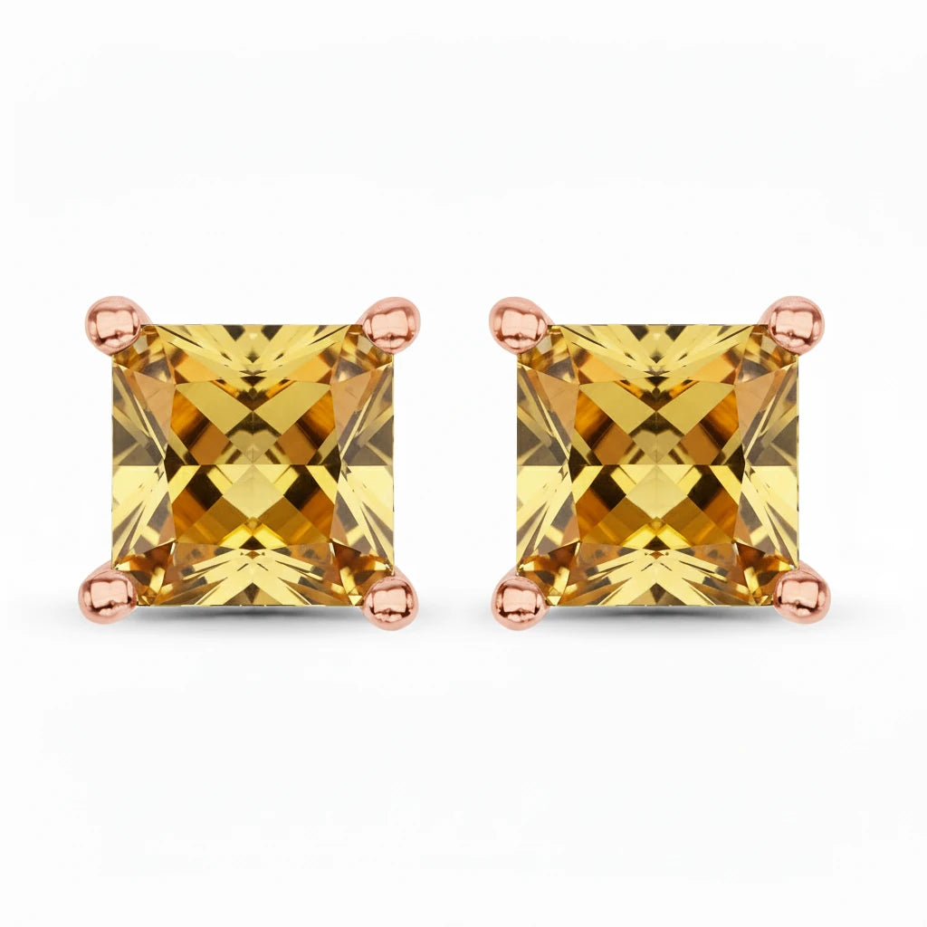 Square Prong Set Stud Earrings