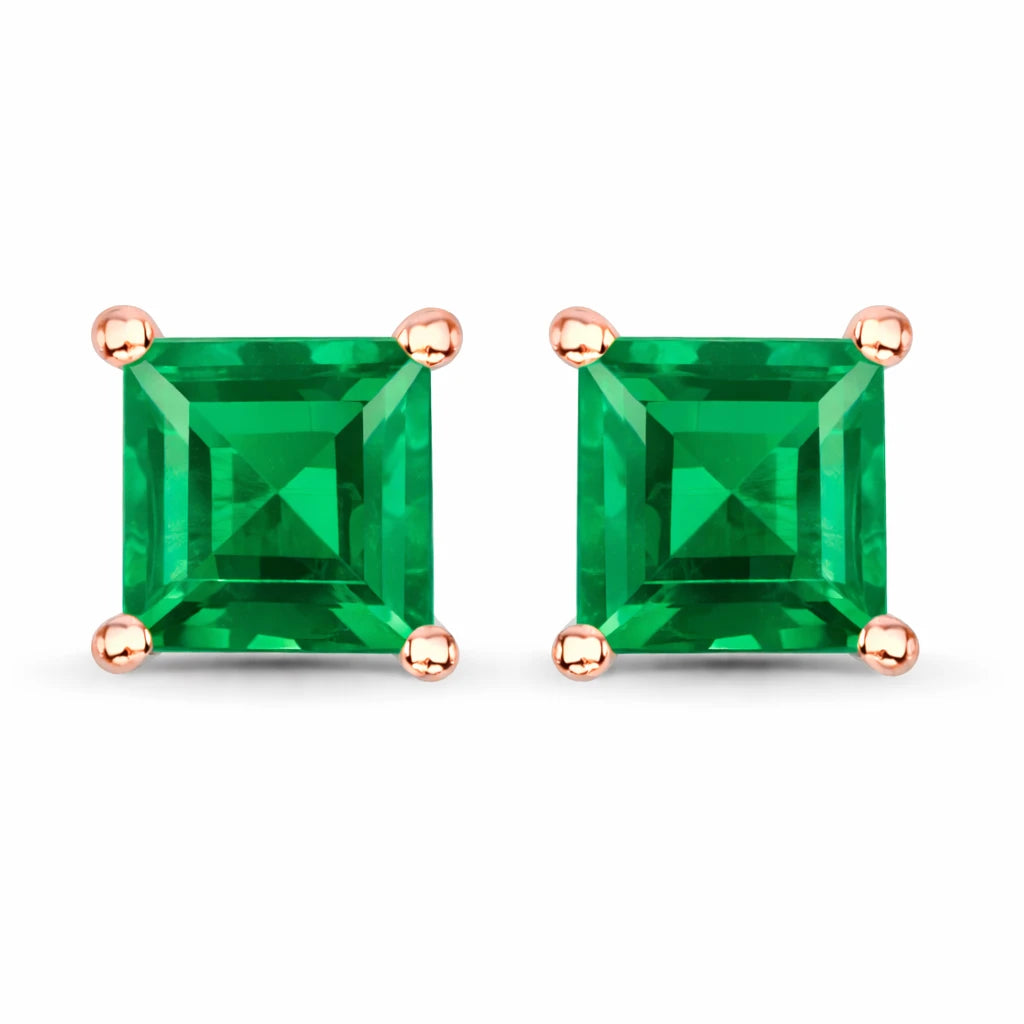 Square Prong Set Stud Earrings