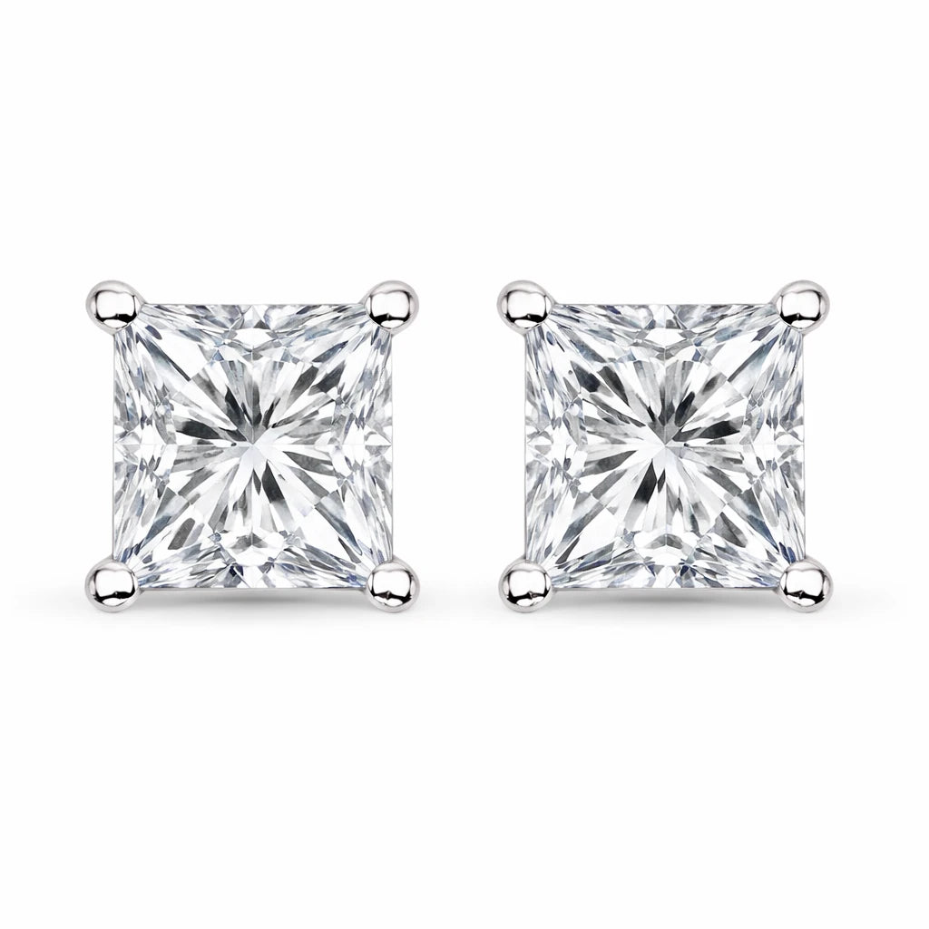 Square Prong Set Stud Earrings