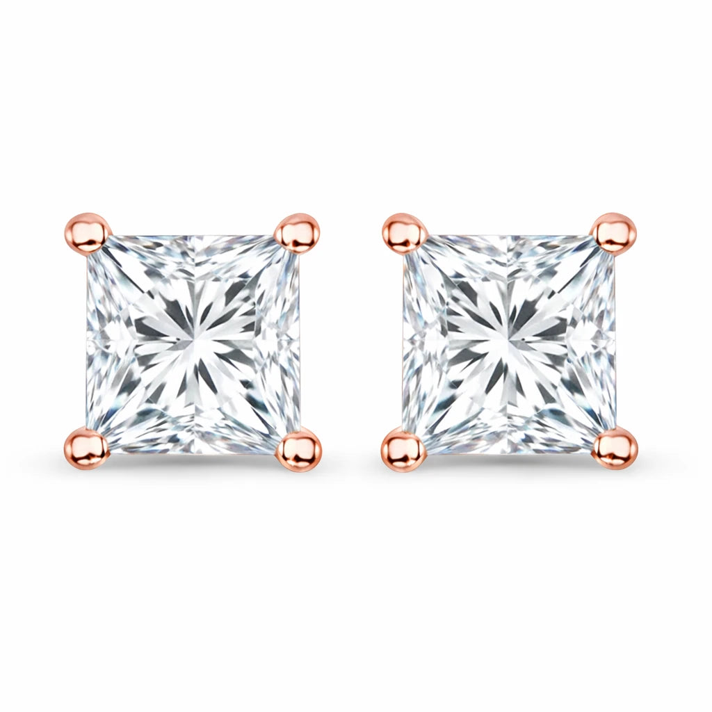 Square Prong Set Stud Earrings