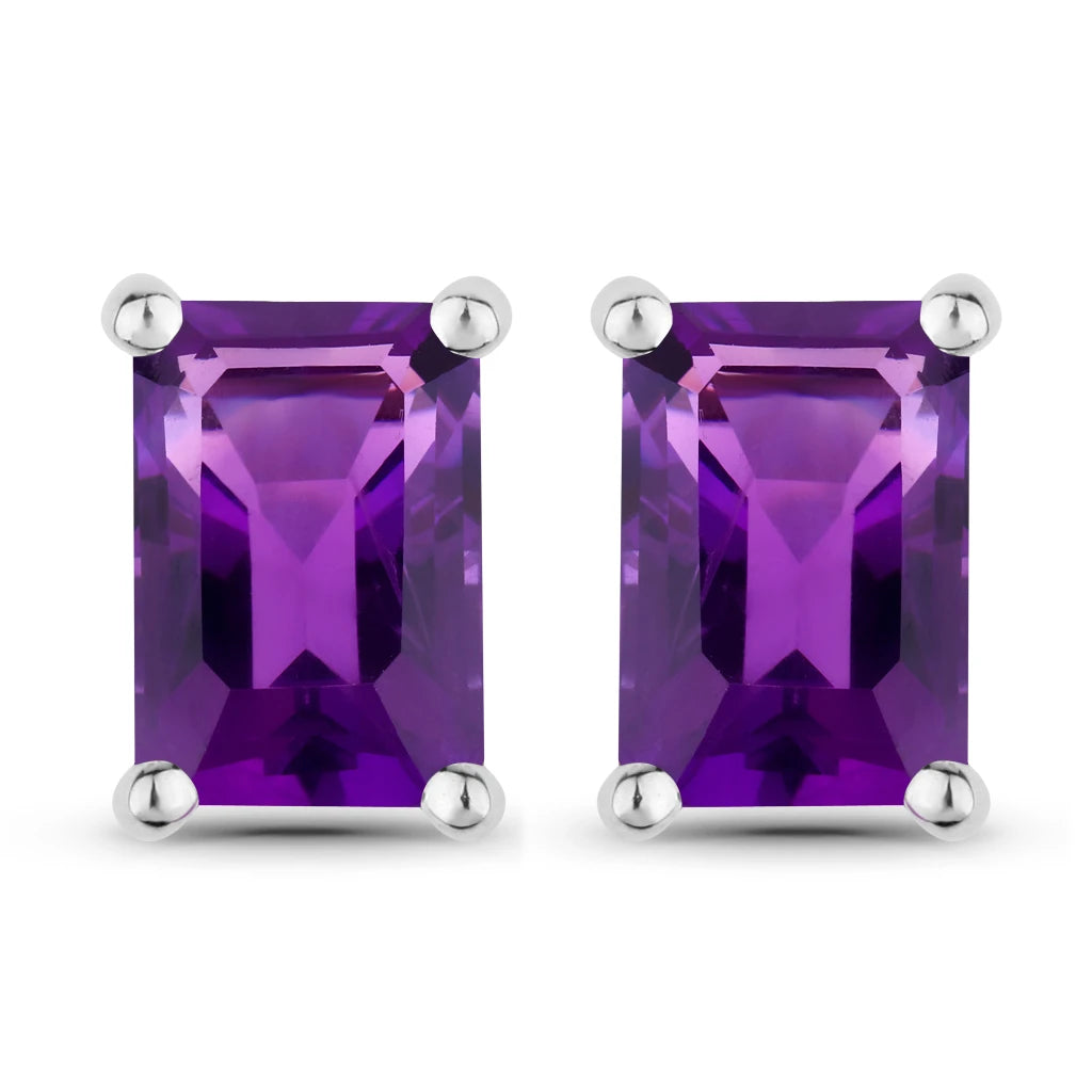 Emerald-Cut Prong Set Stud Earrings