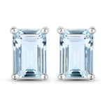 Emerald-Cut Prong Set Stud Earrings