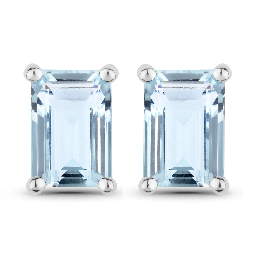 Emerald-Cut Prong Set Stud Earrings