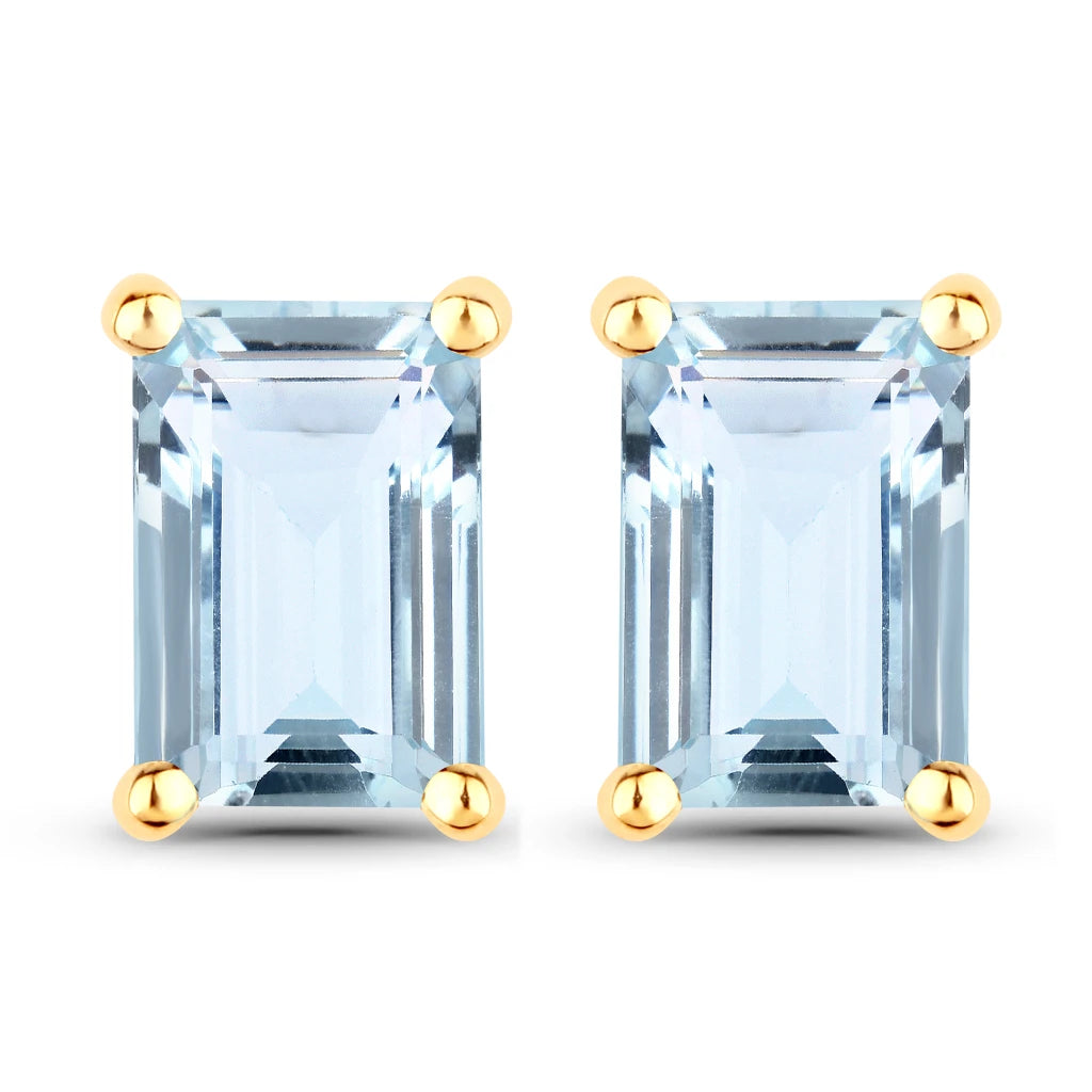 Emerald-Cut Prong Set Stud Earrings