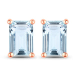 Emerald-Cut Prong Set Stud Earrings