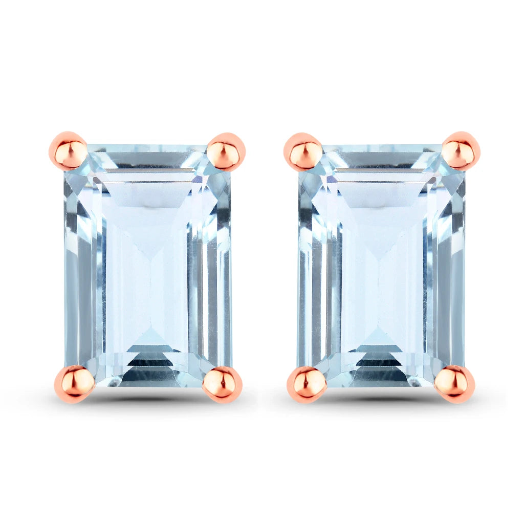 Emerald-Cut Prong Set Stud Earrings