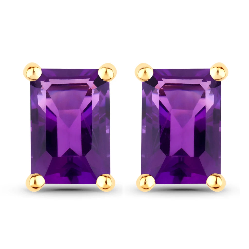 Emerald-Cut Prong Set Stud Earrings
