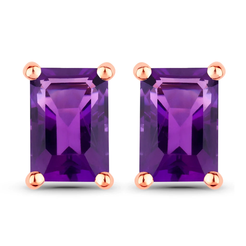 Emerald-Cut Prong Set Stud Earrings