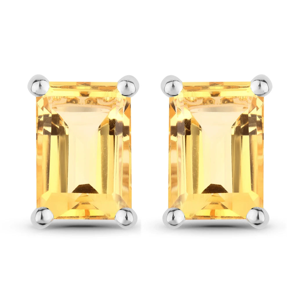 Emerald-Cut Prong Set Stud Earrings