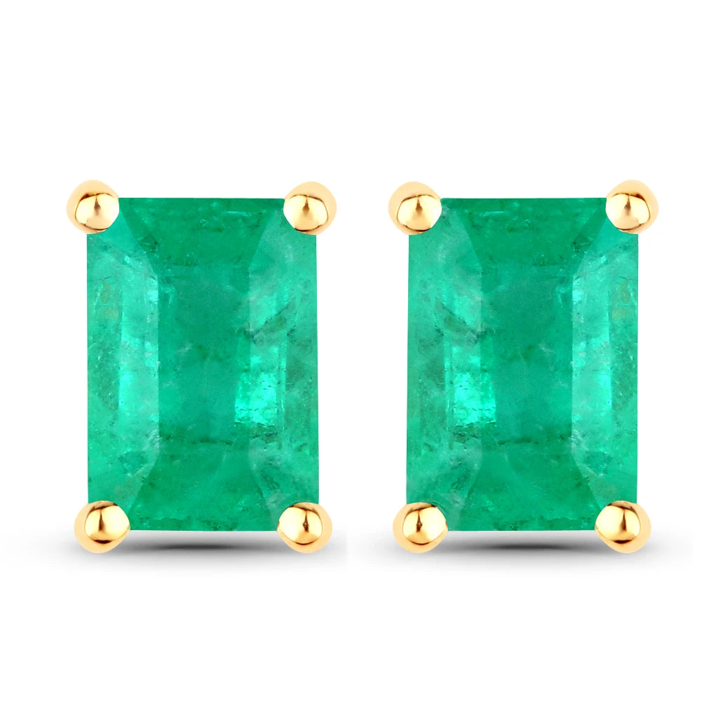 Emerald-Cut Prong Set Stud Earrings