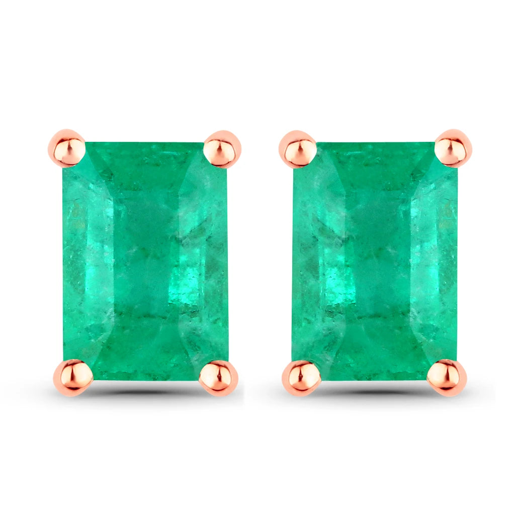 Emerald-Cut Prong Set Stud Earrings