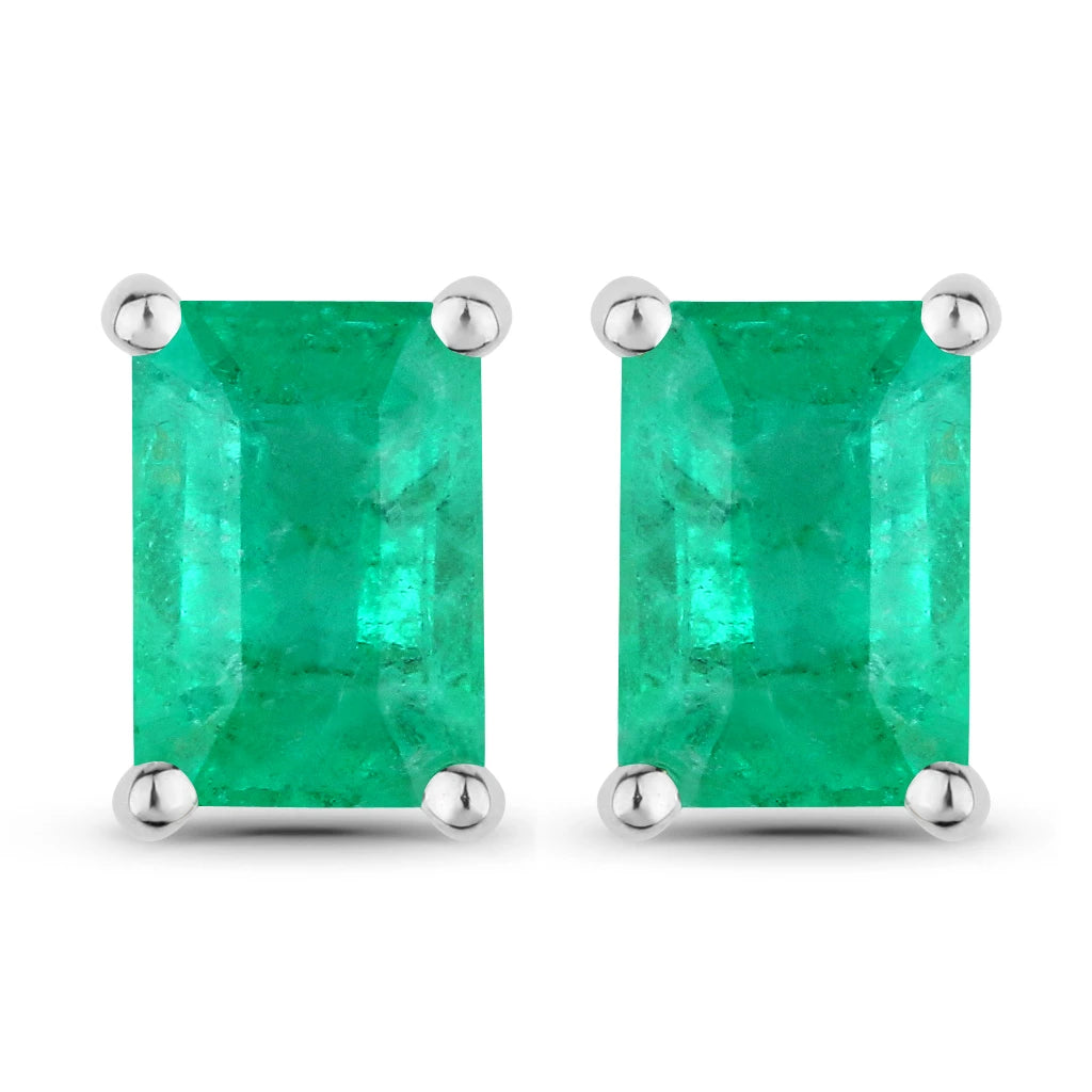 Emerald-Cut Prong Set Stud Earrings
