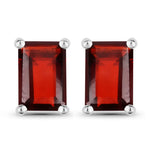 Emerald-Cut Prong Set Stud Earrings