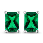 Emerald-Cut Prong Set Stud Earrings