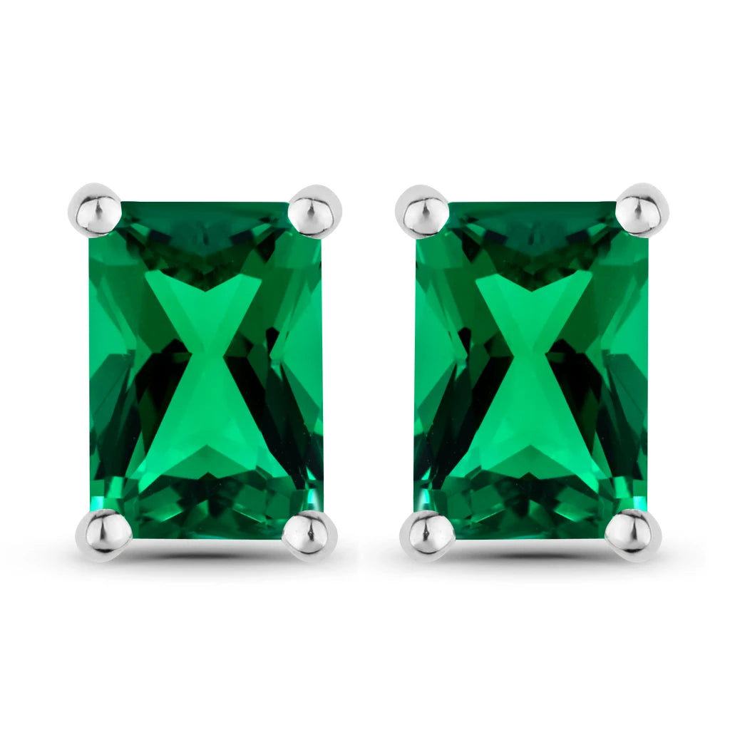 Emerald-Cut Prong Set Stud Earrings