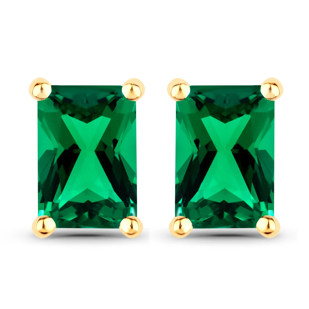 Emerald-Cut Prong Set Stud Earrings